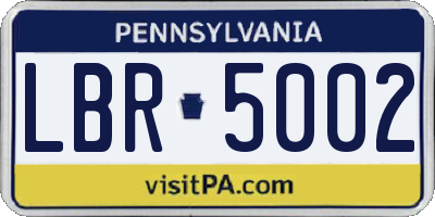 PA license plate LBR5002