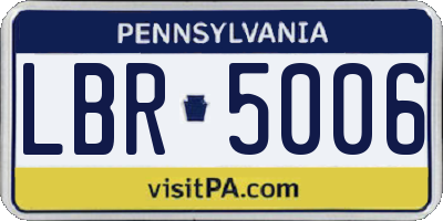 PA license plate LBR5006