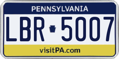 PA license plate LBR5007