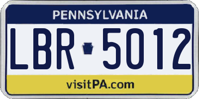 PA license plate LBR5012