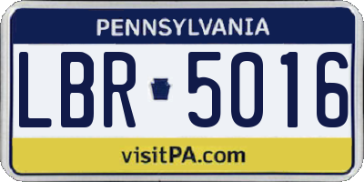 PA license plate LBR5016