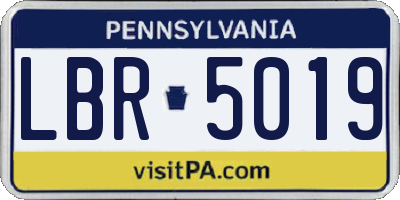 PA license plate LBR5019