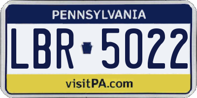 PA license plate LBR5022