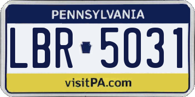 PA license plate LBR5031