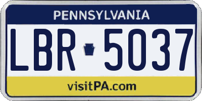 PA license plate LBR5037