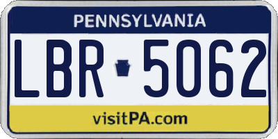 PA license plate LBR5062