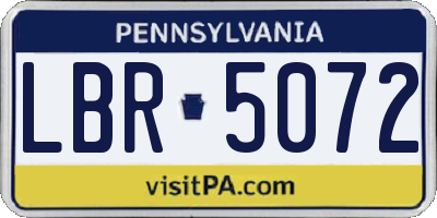 PA license plate LBR5072