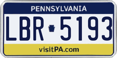 PA license plate LBR5193