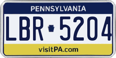 PA license plate LBR5204