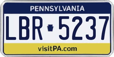 PA license plate LBR5237