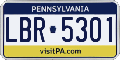 PA license plate LBR5301