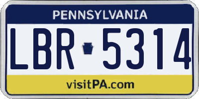 PA license plate LBR5314