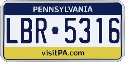 PA license plate LBR5316