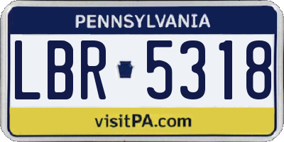 PA license plate LBR5318