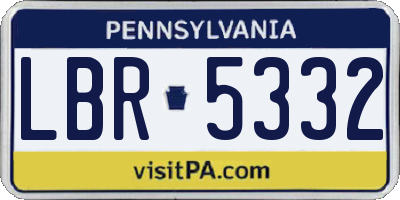 PA license plate LBR5332