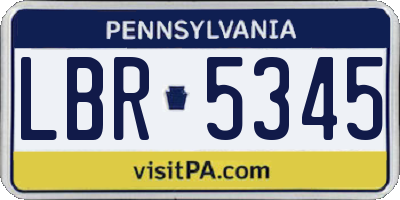 PA license plate LBR5345
