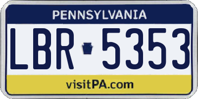 PA license plate LBR5353