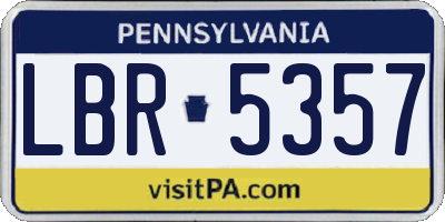 PA license plate LBR5357