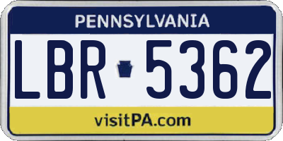 PA license plate LBR5362