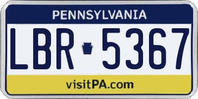 PA license plate LBR5367