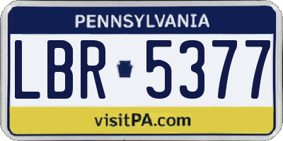 PA license plate LBR5377