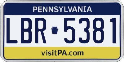 PA license plate LBR5381