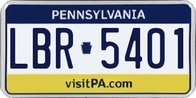 PA license plate LBR5401