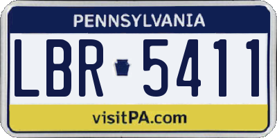 PA license plate LBR5411