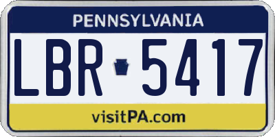 PA license plate LBR5417