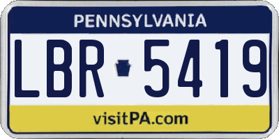 PA license plate LBR5419