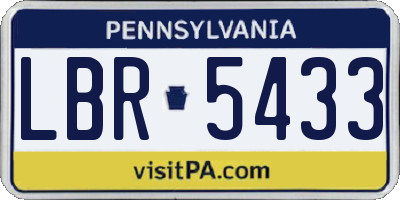 PA license plate LBR5433
