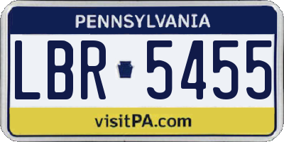 PA license plate LBR5455