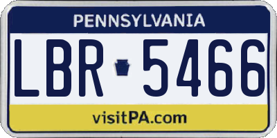PA license plate LBR5466