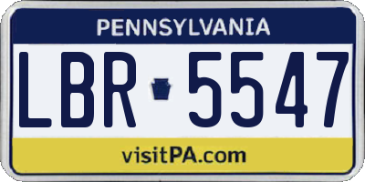 PA license plate LBR5547