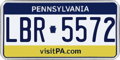 PA license plate LBR5572