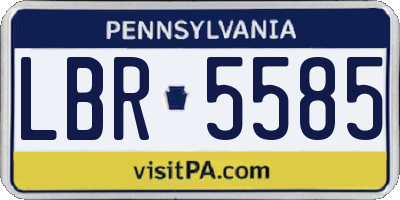 PA license plate LBR5585