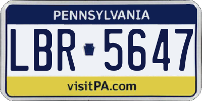 PA license plate LBR5647