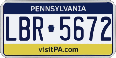 PA license plate LBR5672