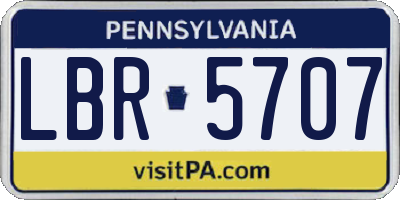 PA license plate LBR5707