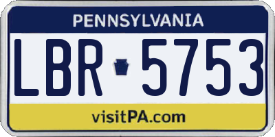 PA license plate LBR5753