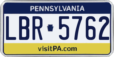 PA license plate LBR5762