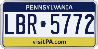 PA license plate LBR5772