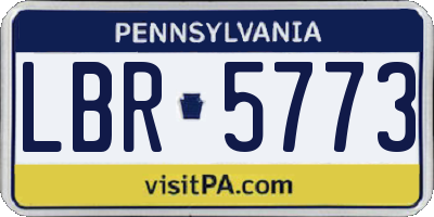 PA license plate LBR5773