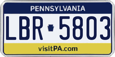 PA license plate LBR5803