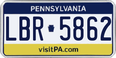 PA license plate LBR5862