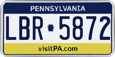 PA license plate LBR5872