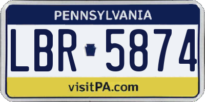 PA license plate LBR5874