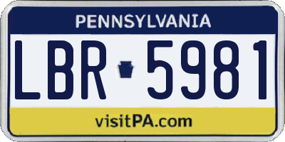 PA license plate LBR5981