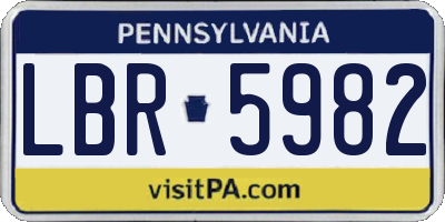 PA license plate LBR5982