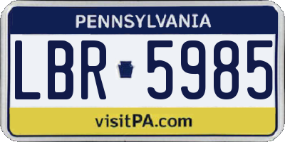 PA license plate LBR5985